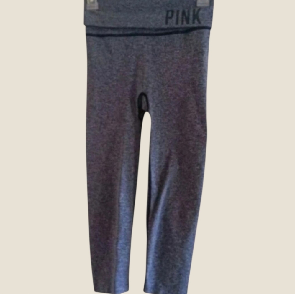 Y2K Victoria Secret PINK Women's XSmall  Yoga Capri Pants Bluish Gray Foldover